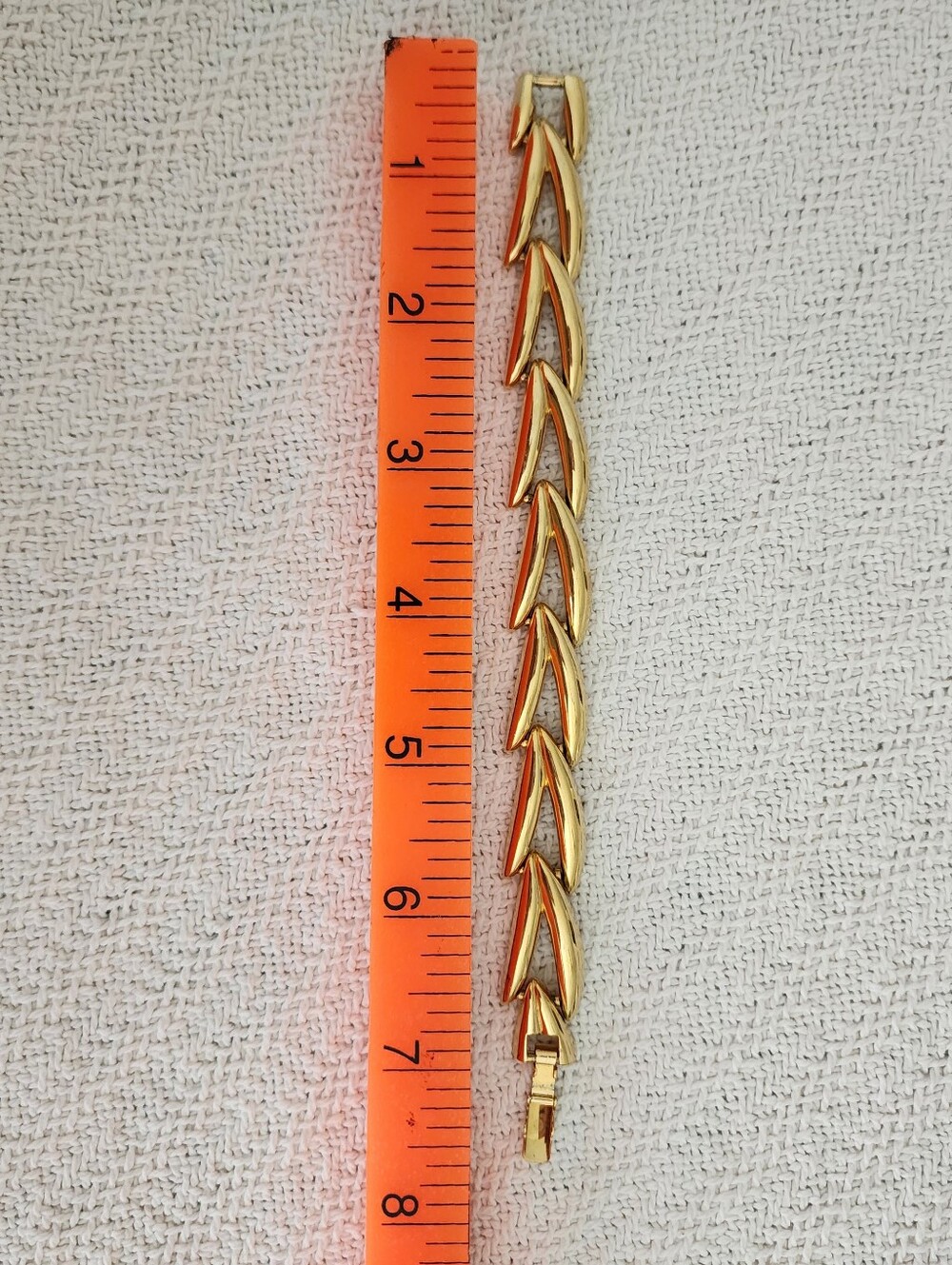 Vintage Modernist Gold Tone Choker & Bracelet Set | Bold Leaf Swirl Link - Picture 7 of 7